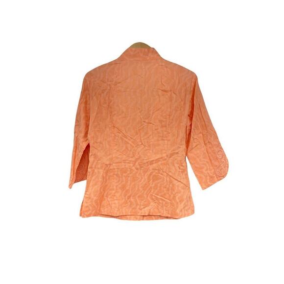 Audrey Talbott Papaya Orange Button Down Embroidered Fitted Blouse Shirt Top 6 - Picture 3 of 7